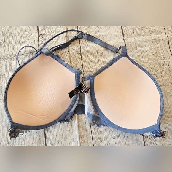 Victoria's Secret Size 34D Very Sexy Push Up Front Close Blue Lace Overlay Bra - Picture 7 of 7